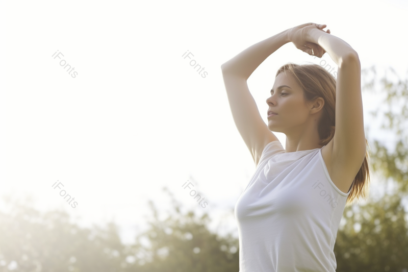 外国年轻女子在运动前做伸展拉伸摄影图,高清,摄影图,摄影图片,图片大全,摄影图免费下载